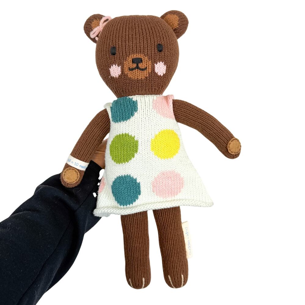 Cuddle+Kind Ivy The Bear Polka Dot Dress Knit Stuffed Animal 13” Little